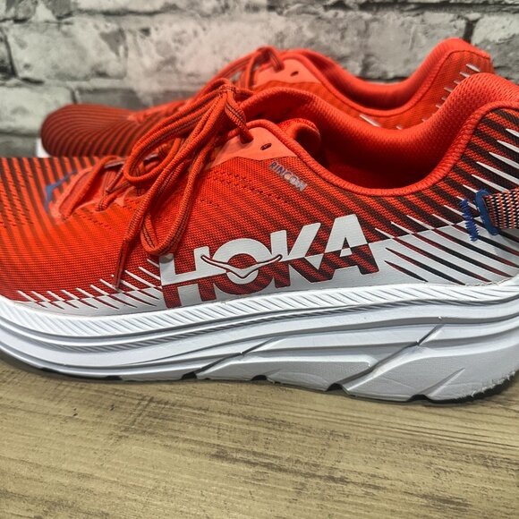 EUC HOKA Men's Rincon 2 Running Shoes Red & White w/ Blue Accents Size 10.5 - Picture 7 of 15